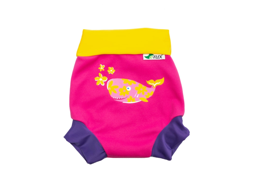 konfidence splashy swim nappy with e-flex - pink yellow joni
